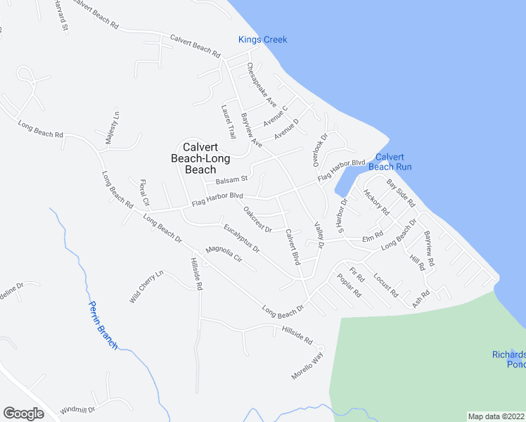 map of restaurants, bars, coffee shops, grocery stores, and more near 5753 Calvert Boulevard in Saint Leonard