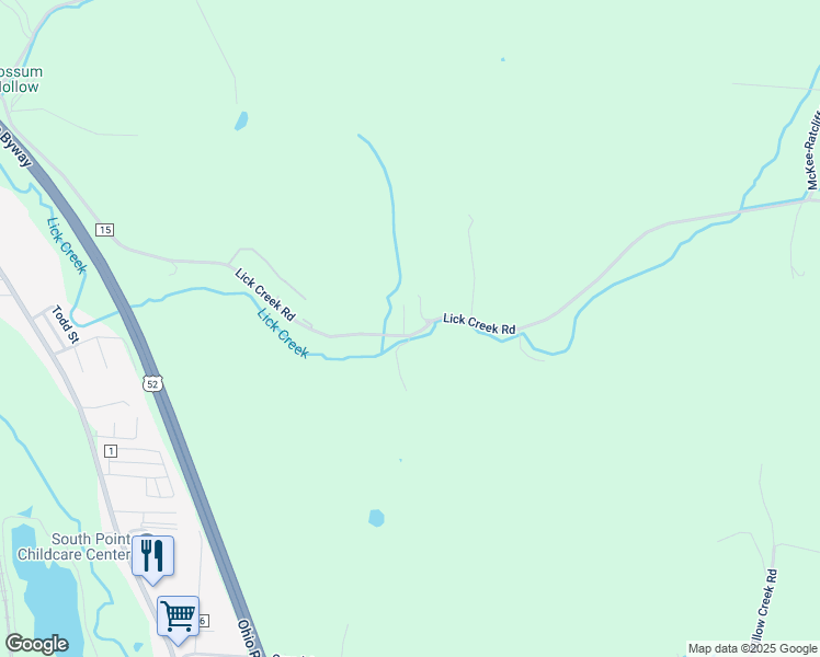 map of restaurants, bars, coffee shops, grocery stores, and more near 1225 County Road 15 in South Point