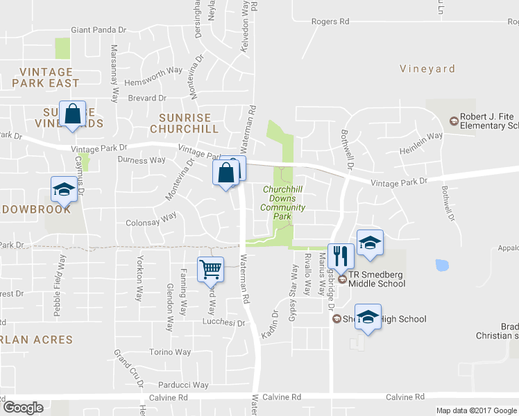 map of restaurants, bars, coffee shops, grocery stores, and more near 4 Deddington Way in Sacramento