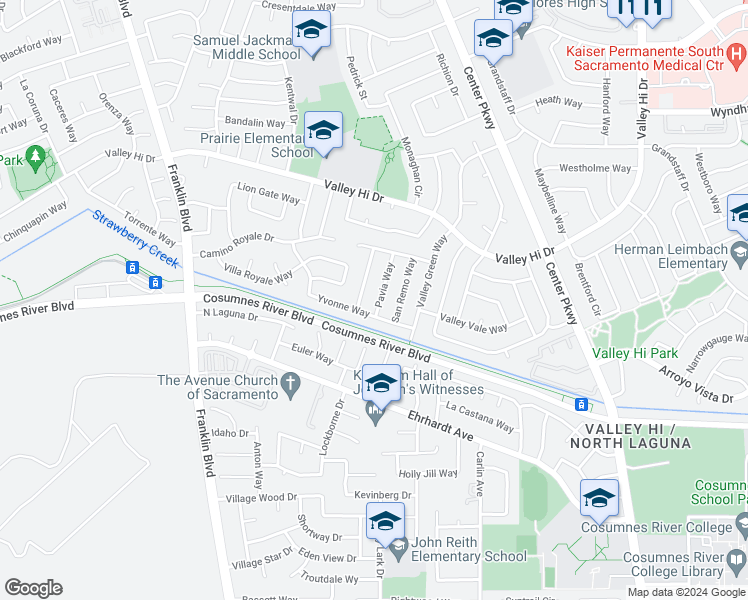 map of restaurants, bars, coffee shops, grocery stores, and more near 8150 Pavia Way in Sacramento
