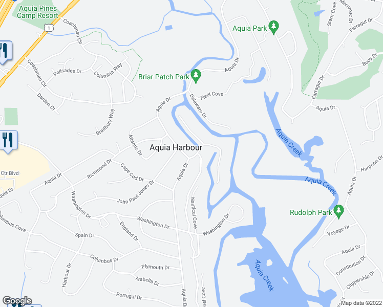 map of restaurants, bars, coffee shops, grocery stores, and more near 100 Vessel Drive in Stafford