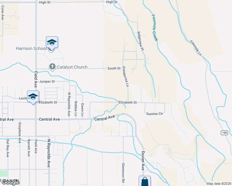 map of restaurants, bars, coffee shops, grocery stores, and more near 3037 Elizabeth Avenue in Cañon City