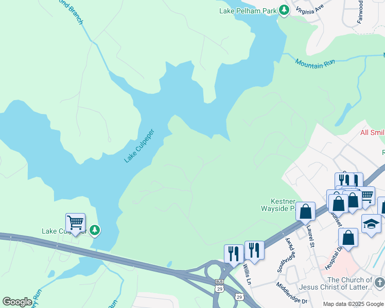 map of restaurants, bars, coffee shops, grocery stores, and more near 710 Zeuswyn Drive in Culpeper