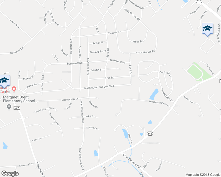 map of restaurants, bars, coffee shops, grocery stores, and more near 15 Washington and Lee Boulevard in Stafford