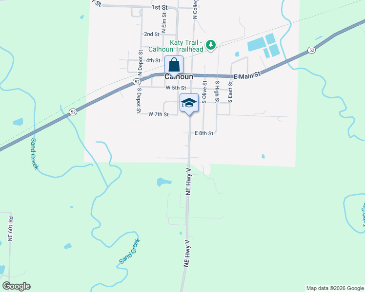 map of restaurants, bars, coffee shops, grocery stores, and more near 501-633 South College Street in Calhoun