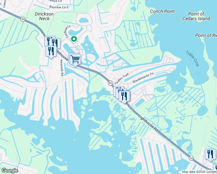 map of restaurants, bars, coffee shops, grocery stores, and more near 37286 Lighthouse Road in Selbyville
