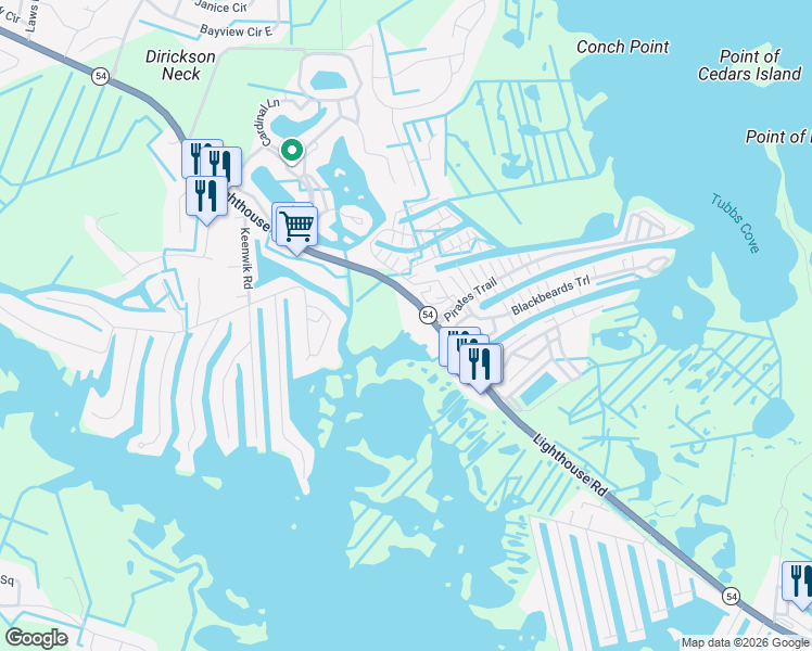 map of restaurants, bars, coffee shops, grocery stores, and more near 37286 Lighthouse Road in Selbyville