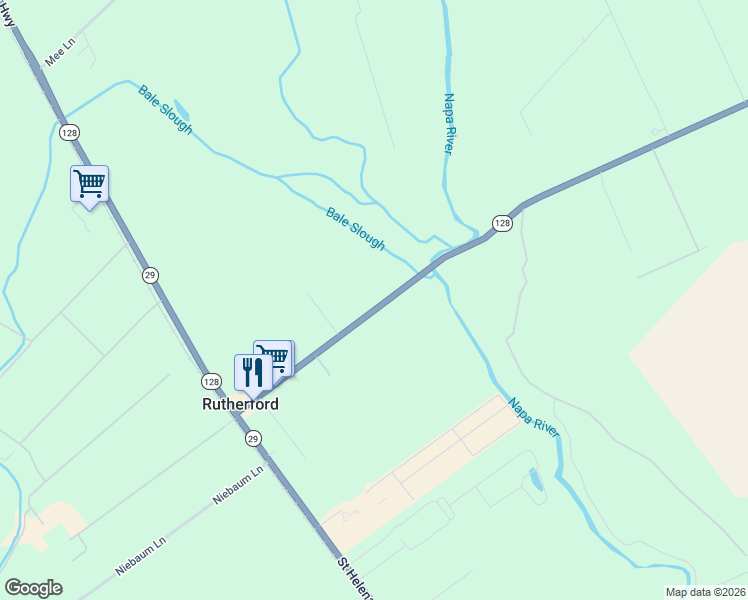 map of restaurants, bars, coffee shops, grocery stores, and more near 1000 Rutherford Road in Napa