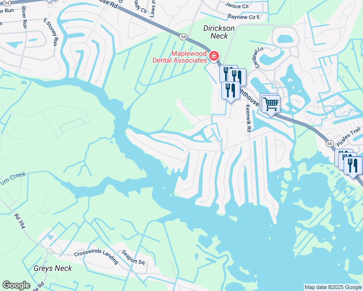 map of restaurants, bars, coffee shops, grocery stores, and more near 37645 Oak Road in Selbyville