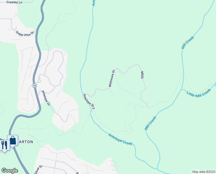 map of restaurants, bars, coffee shops, grocery stores, and more near 27415 Whitmore Drive in Pioneer