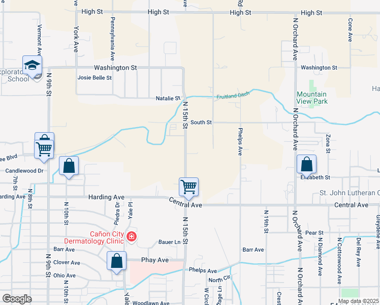 map of restaurants, bars, coffee shops, grocery stores, and more near 1530 North 15th Street in Cañon City