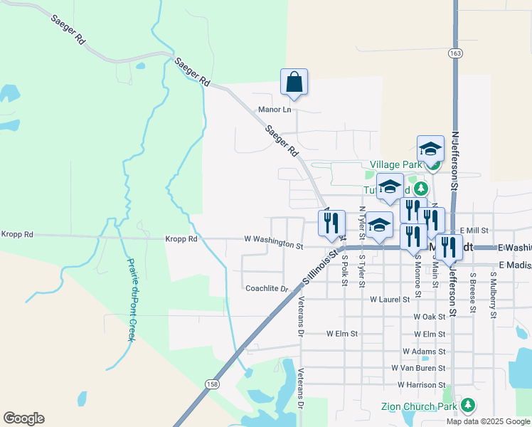 map of restaurants, bars, coffee shops, grocery stores, and more near 300 Blackburn Manor in Millstadt