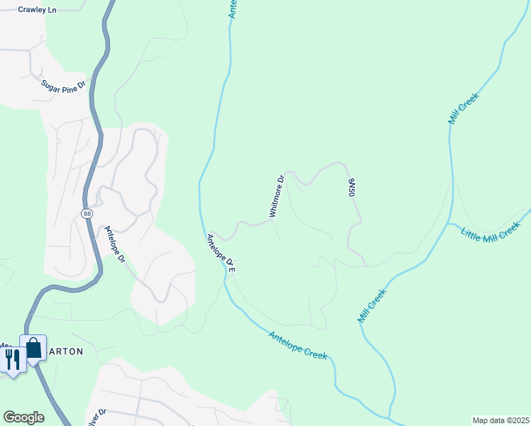 map of restaurants, bars, coffee shops, grocery stores, and more near 27415 Whitmore Drive in Pioneer