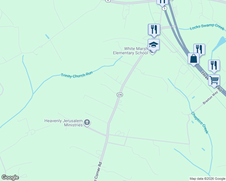 map of restaurants, bars, coffee shops, grocery stores, and more near 28909 Thompson Corner Road in Mechanicsville