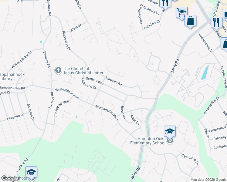 map of restaurants, bars, coffee shops, grocery stores, and more near 37 Settlers Way in Stafford