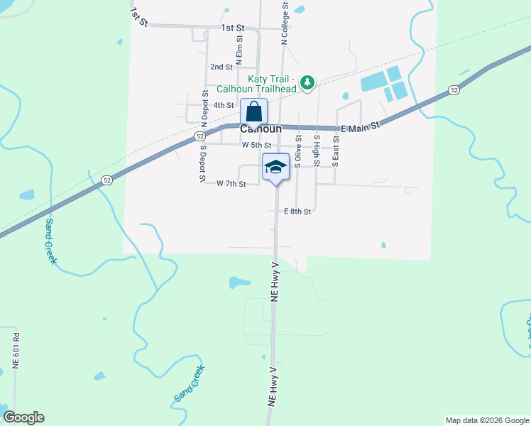 map of restaurants, bars, coffee shops, grocery stores, and more near 501 South College Street in Calhoun