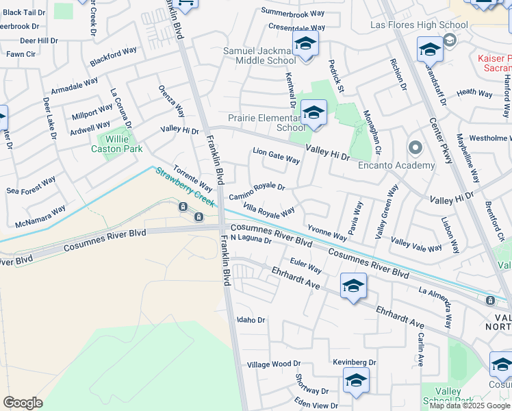 map of restaurants, bars, coffee shops, grocery stores, and more near 4839 Villa Royale Way in Sacramento