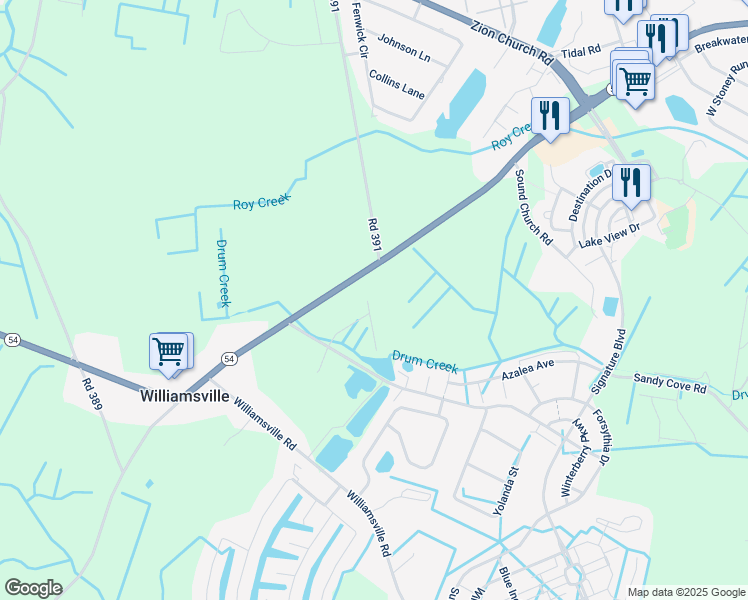 map of restaurants, bars, coffee shops, grocery stores, and more near 35066 Lighthouse Road in Selbyville