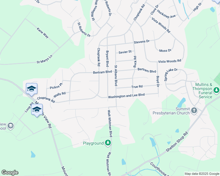 map of restaurants, bars, coffee shops, grocery stores, and more near 53 Bryant Boulevard in Stafford