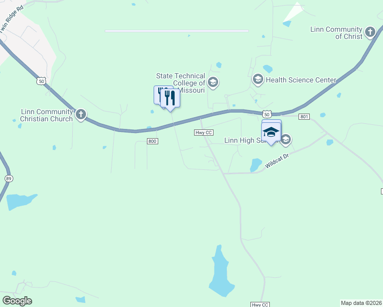 map of restaurants, bars, coffee shops, grocery stores, and more near 17 Eagles Landing Loop in Linn