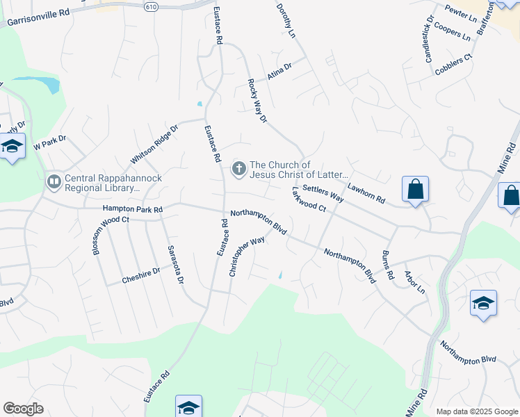 map of restaurants, bars, coffee shops, grocery stores, and more near 17 Northampton Boulevard in Stafford
