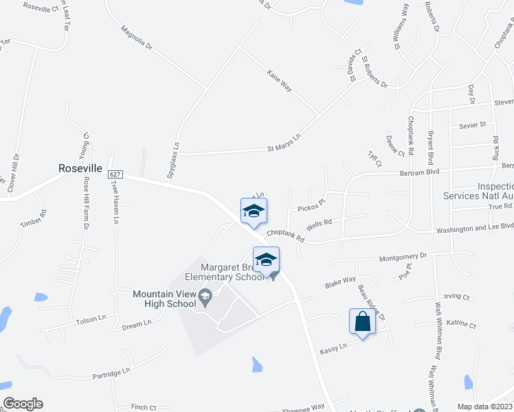 map of restaurants, bars, coffee shops, grocery stores, and more near 19 Crawford Lane in Stafford