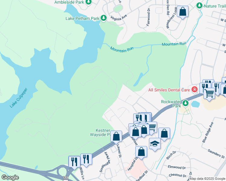 map of restaurants, bars, coffee shops, grocery stores, and more near 2005 Golf Drive in Culpeper