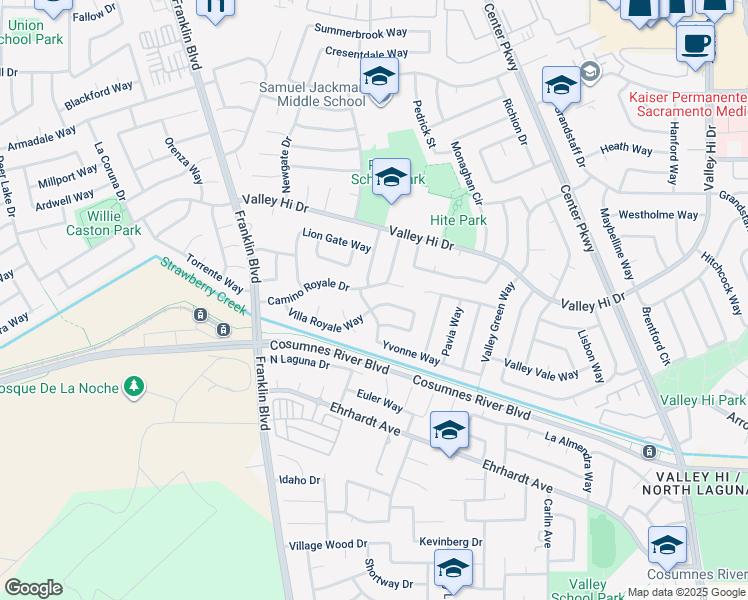 map of restaurants, bars, coffee shops, grocery stores, and more near 105 Majorca Circle in Sacramento