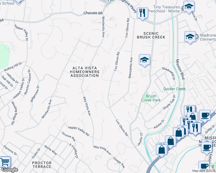 map of restaurants, bars, coffee shops, grocery stores, and more near 1525 Briarfield Place in Santa Rosa