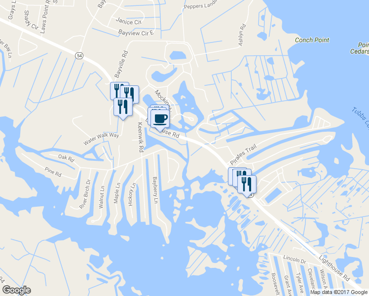 map of restaurants, bars, coffee shops, grocery stores, and more near 37270 Lighthouse Road in Selbyville