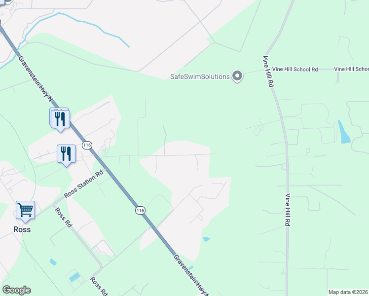 map of restaurants, bars, coffee shops, grocery stores, and more near 8350 Templeman Road in Forestville