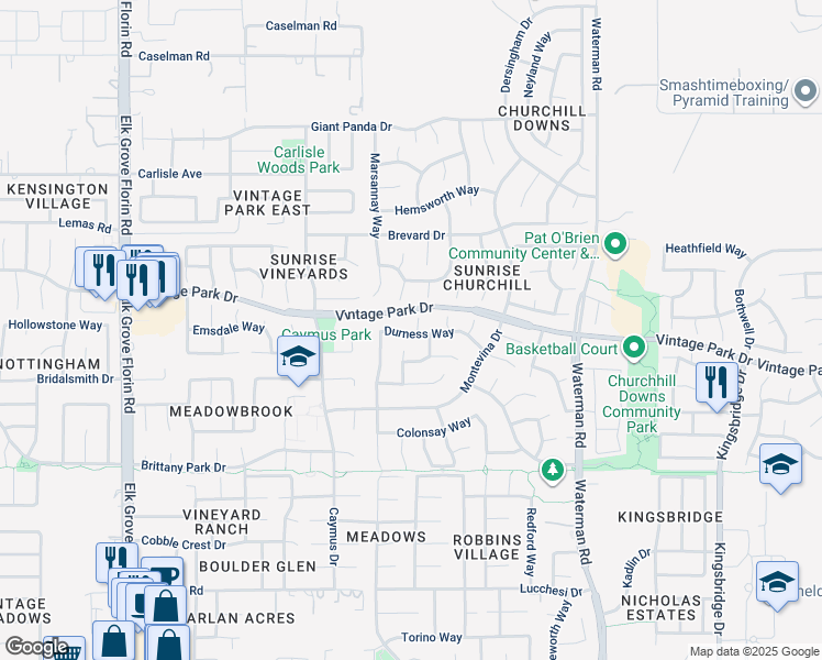 map of restaurants, bars, coffee shops, grocery stores, and more near 8060 Abisko Court in Sacramento