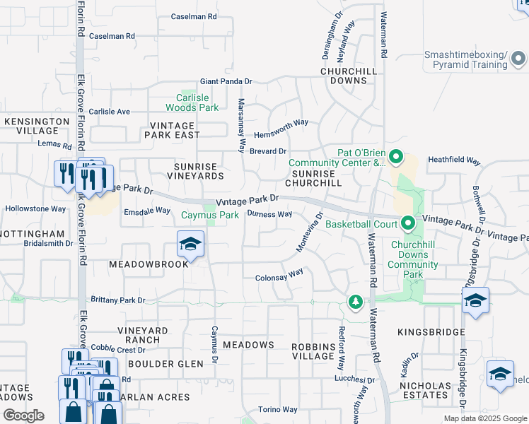 map of restaurants, bars, coffee shops, grocery stores, and more near 8060 Abisko Court in Sacramento