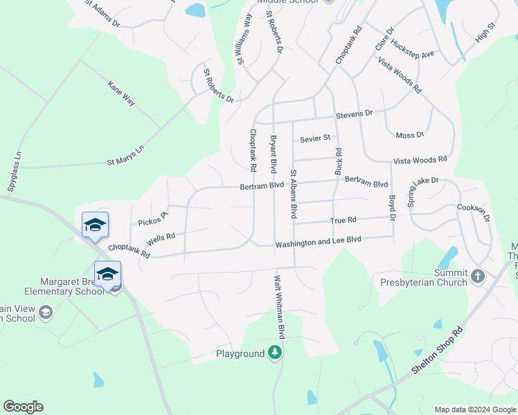 map of restaurants, bars, coffee shops, grocery stores, and more near 224 Choptank Road in Stafford