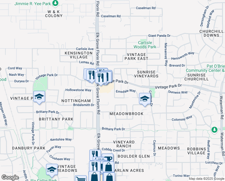 map of restaurants, bars, coffee shops, grocery stores, and more near 8064 Cardale Way in Sacramento