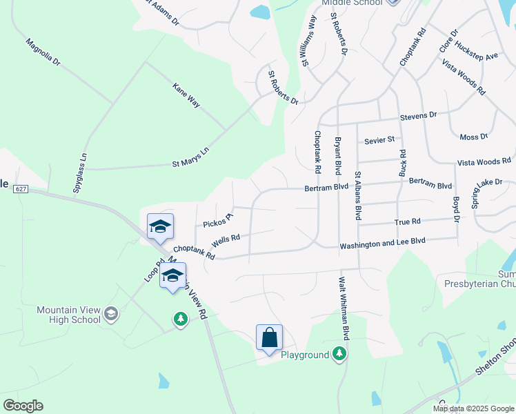 map of restaurants, bars, coffee shops, grocery stores, and more near 61 Bertram Boulevard in Stafford