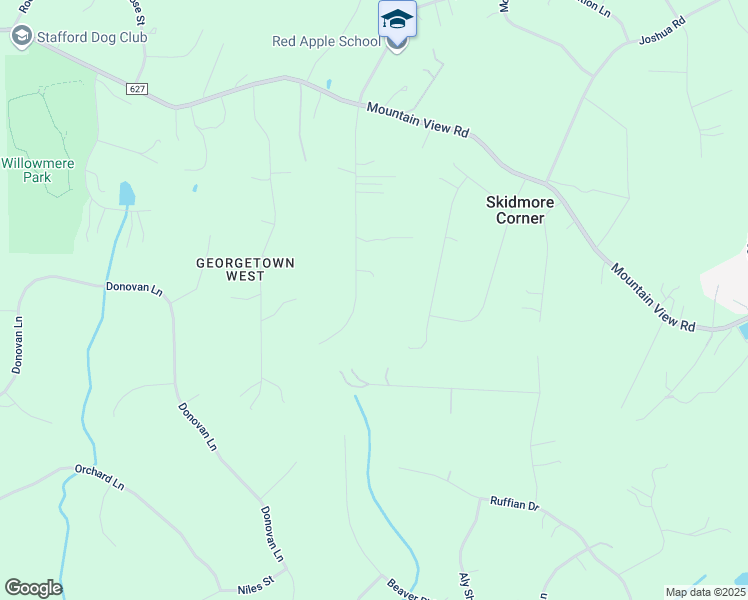 map of restaurants, bars, coffee shops, grocery stores, and more near 25 Autumn Drive in Stafford