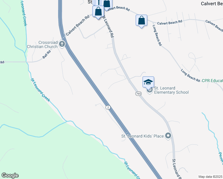 map of restaurants, bars, coffee shops, grocery stores, and more near 195 Fountain Lane in Saint Leonard