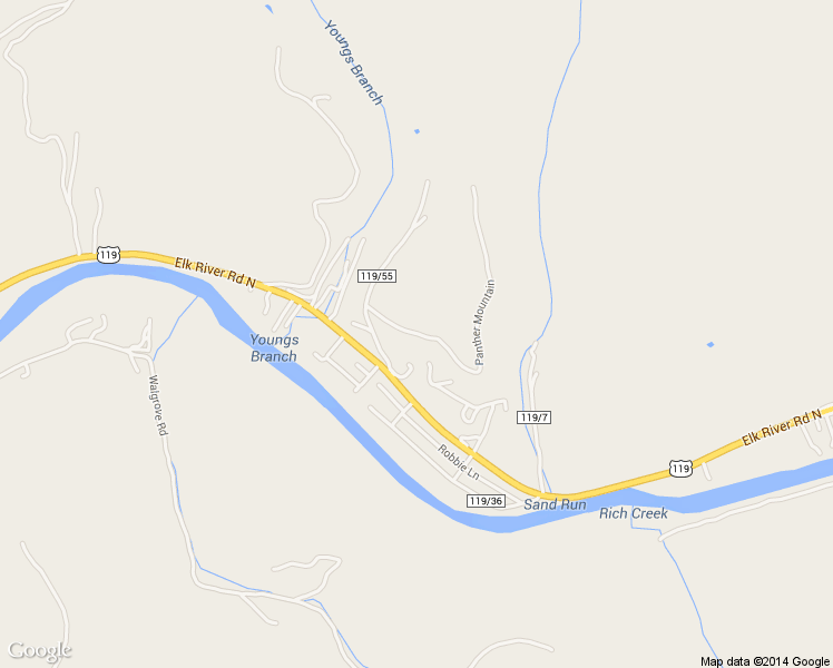 map of restaurants, bars, coffee shops, grocery stores, and more near Panther Mountain in Elkview