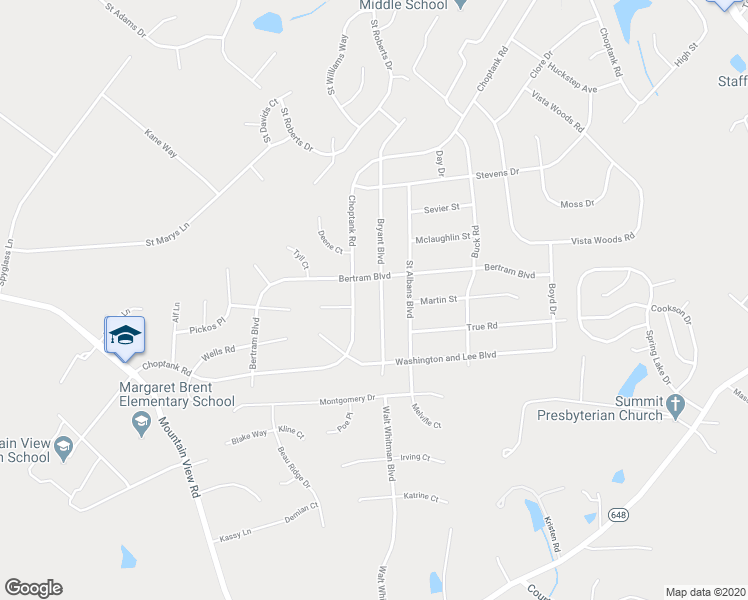 map of restaurants, bars, coffee shops, grocery stores, and more near 46 Bryant Boulevard in Stafford