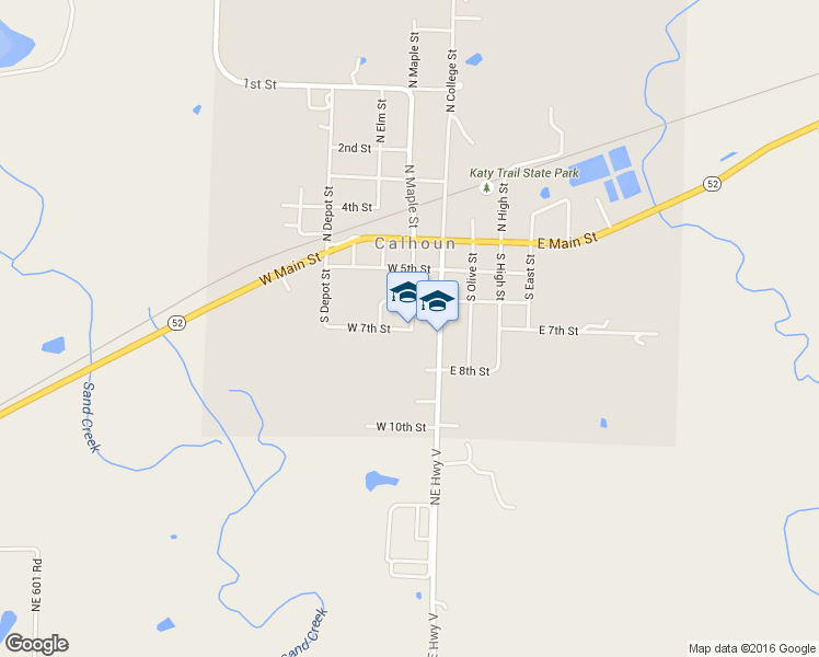 map of restaurants, bars, coffee shops, grocery stores, and more near 200-298 West 7th Street in Calhoun