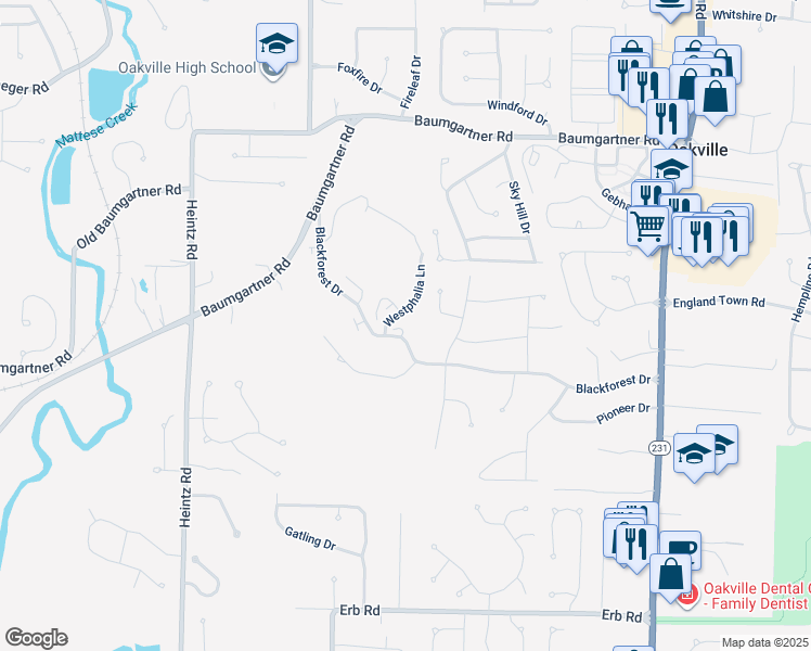 map of restaurants, bars, coffee shops, grocery stores, and more near 5770 Westphalia Lane in St. Louis