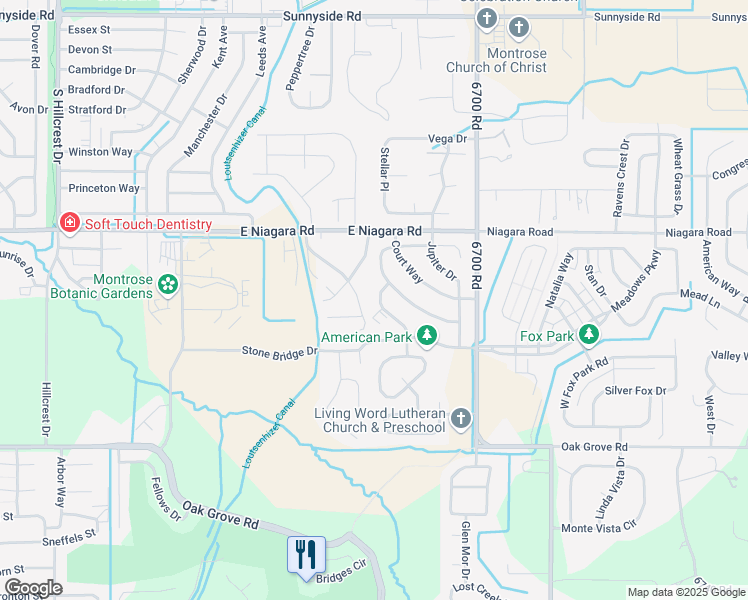 map of restaurants, bars, coffee shops, grocery stores, and more near 1925 White House Drive in Montrose