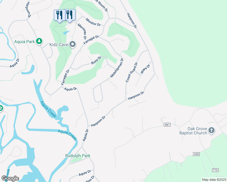 map of restaurants, bars, coffee shops, grocery stores, and more near 211 Fathom Cove in Stafford