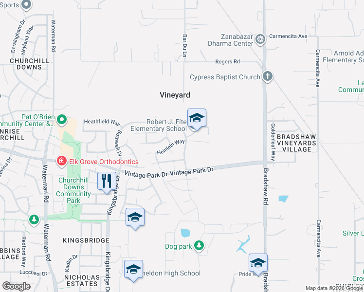 map of restaurants, bars, coffee shops, grocery stores, and more near 8076 Niven Court in Sacramento