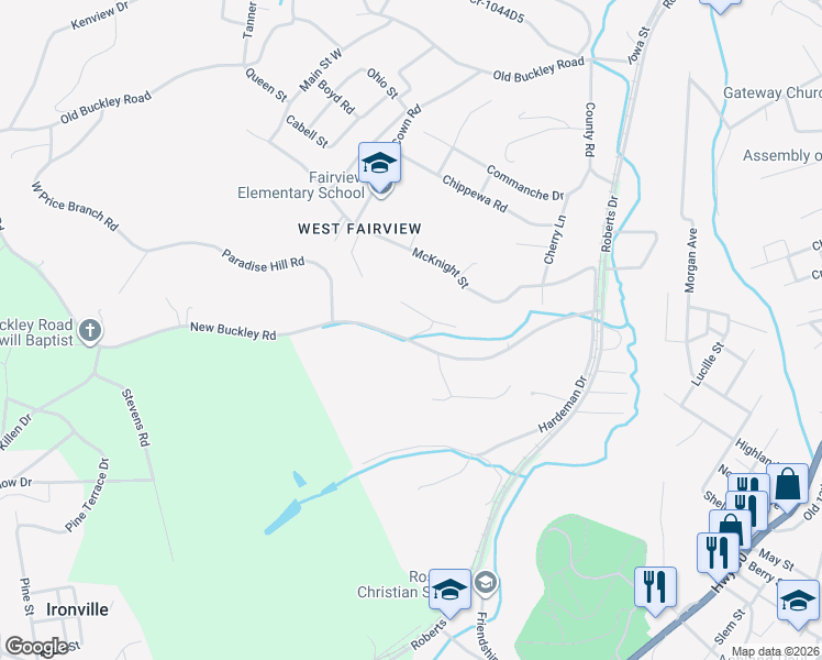 map of restaurants, bars, coffee shops, grocery stores, and more near 533 West New Buckley Road in Ashland