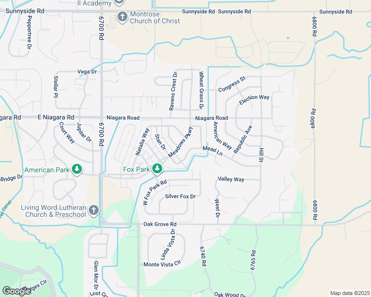 map of restaurants, bars, coffee shops, grocery stores, and more near 2117 Mead Lane in Montrose