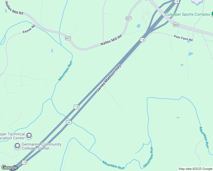 map of restaurants, bars, coffee shops, grocery stores, and more near 17277 Poor Farm Road in Culpeper