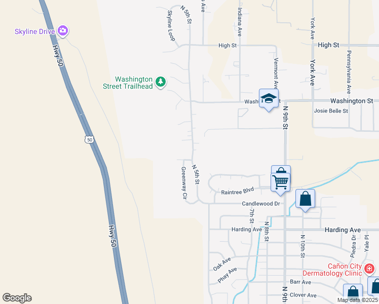 map of restaurants, bars, coffee shops, grocery stores, and more near 2300-2480 Greenway Circle in Cañon City