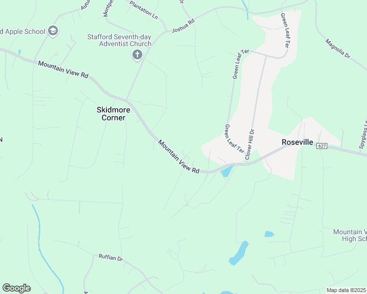 map of restaurants, bars, coffee shops, grocery stores, and more near 2498 Mountain View Road in Stafford